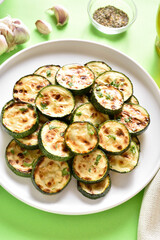 Fried zucchini on plate