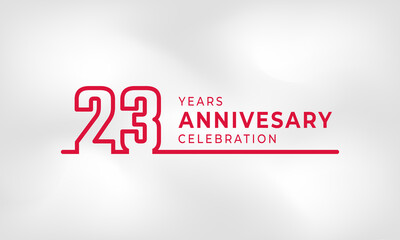23 Year Anniversary Celebration Linked Logotype Outline Number Red Color for Celebration Event, Wedding, Greeting card, and Invitation Isolated on White Texture Background