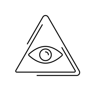 All Seeing Symbol Pyramid Eyes icon on white background, vector illustration.
