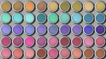 3d render mockup set of eyeshadow colorfull collage