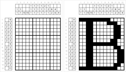 Fototapeta premium Alphabet B Nonogram Pixel Art M_2201001