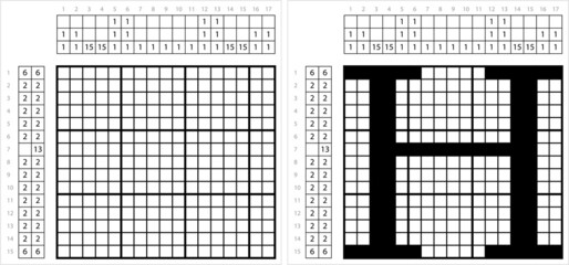 Fototapeta premium Alphabet H Nonogram Pixel Art M_2201001