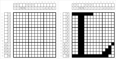 Fototapeta premium Alphabet L Nonogram Pixel Art M_2201001