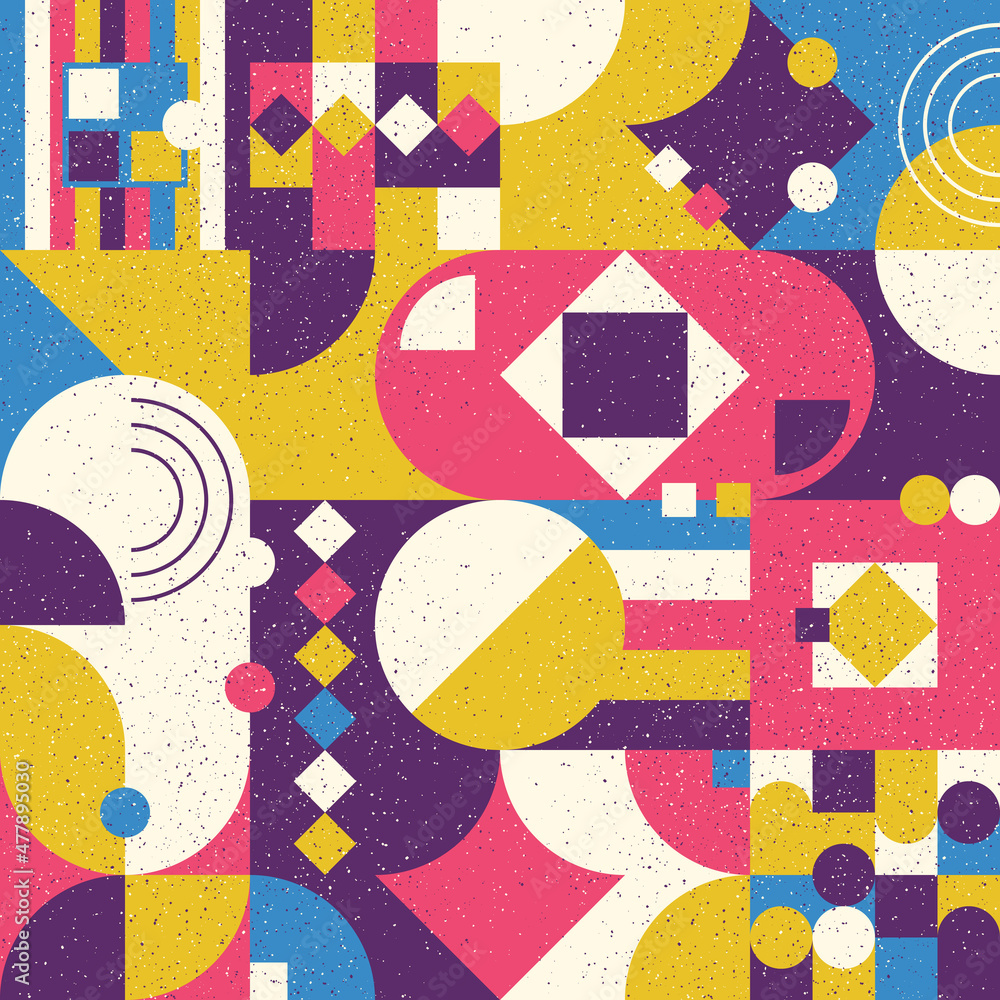 Aufkleber colored decor of abstract shapes. seamless noise texture made from multicolored shapes and abstracti