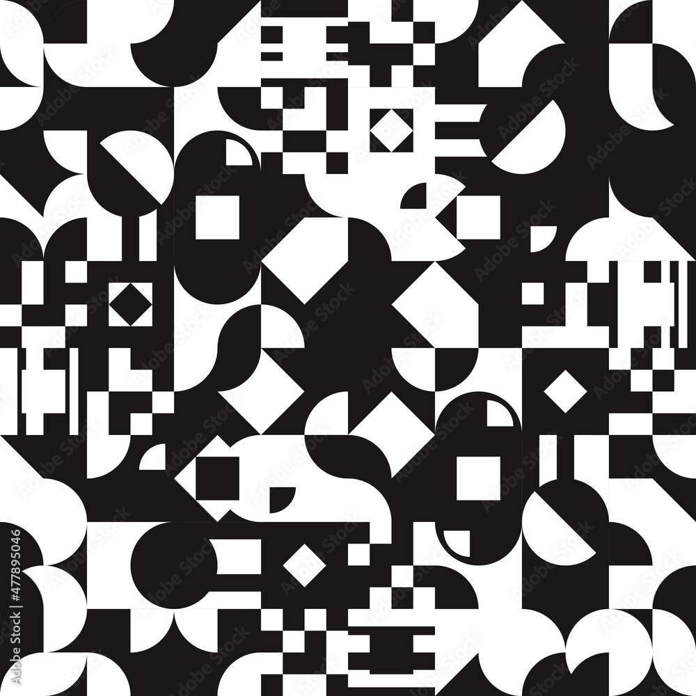 Poster black and white geometric shapes. vector abstraction in monochrome.