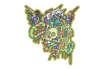 Hip hop sticker doodle art