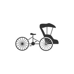 Fototapeta na wymiar Becak, rickshaw transportation vector icon . 