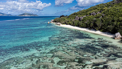 Tropical Beach Coast, Seychelles, La Digue, Anse source d´ Argent