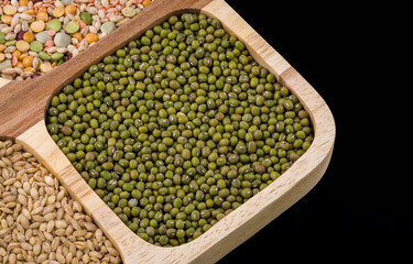 close up green ,yellow  peas and beans mix background