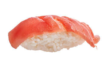  Single salmon nigiri sushi isolated over white background