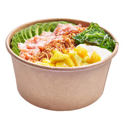  Single poke bowl isolated over white background