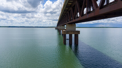 freight train bridge crossing river