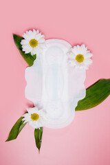 Floral clean sanitary pad, hygiene concept, women products, menstrual pads