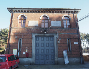 Building at the opening of Canale Cavour canal in Chivasso