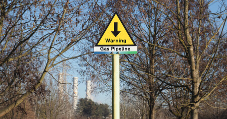Gas pipeline sign and power station