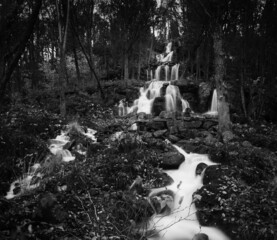 Waterfall in black and white