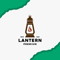 classic Lantern gas fire street lamp post for restaurant vintage retro logo design