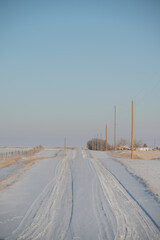 Rural road in the middle of winter.