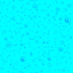 Hand Drawn Snowflakes Christmas Seamless Pattern. Subtle Flying Snow Flakes on chalk snowflakes Background. Adorable chalk handdrawn snow overlay. Fancy holiday season decoration.