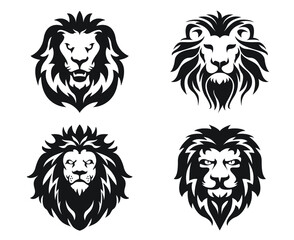 Set Lion Heads. Vector Illustration