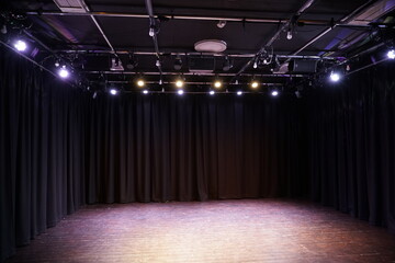 Stage lights, Theater stage, Theater curtain