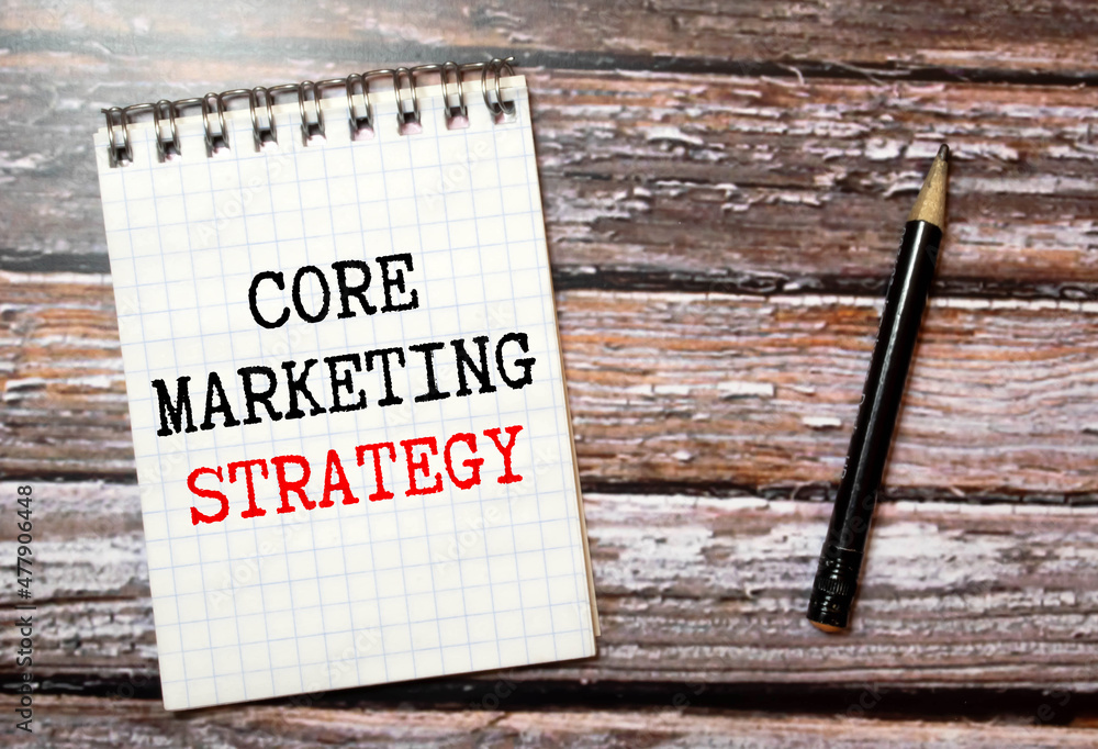 Aufkleber core value text concept write on notebook.
