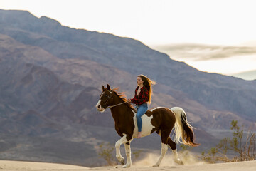 Naklejka na ściany i meble Young Female Rider And Her Horse