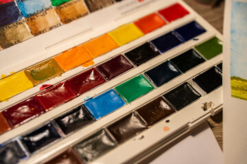 acrylic paints, beautiful work with acrylic paints, art desk, creating with paints, painting,...