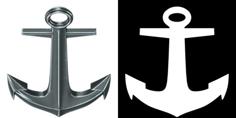 3D rendering illustration of a decorative anchor