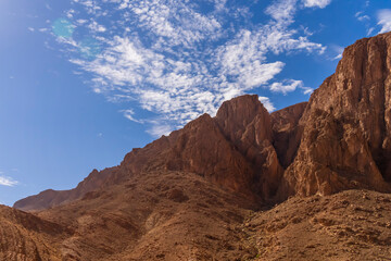 Beautiful Cliffs and Blue Skies Near Errachidia, Morocco, Africa