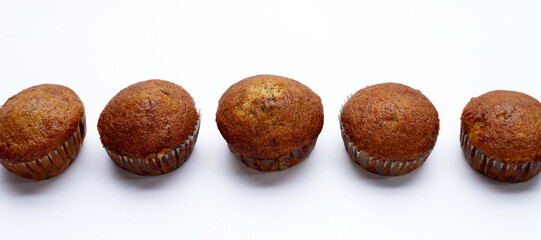 Banana Cupcakes on white background.