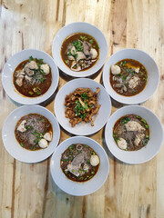 Braised beef clear noodle with meat ball soup stew