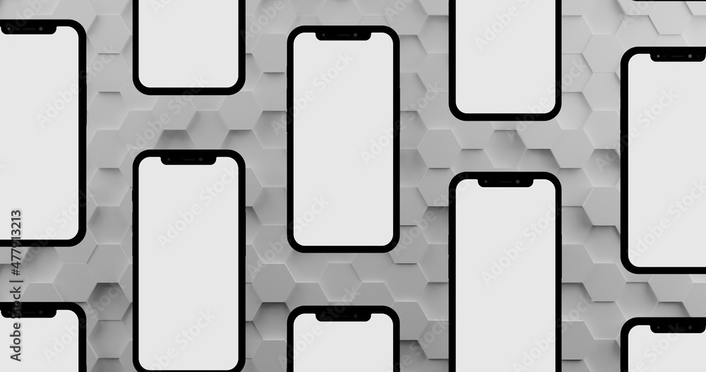 Poster floating smart phone pattern with white blank screen with copy space to add your image,text or ad,ov