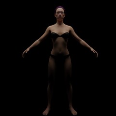 Naklejka premium Silhouette revealing the shapes of an adult guben female body on a dark background 3d realistic illustration