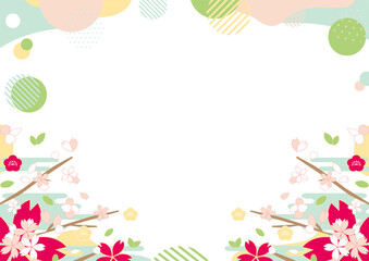 可愛らしい配色の桜背景