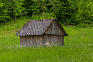 Barn at a meadow near Bled, Slovenia