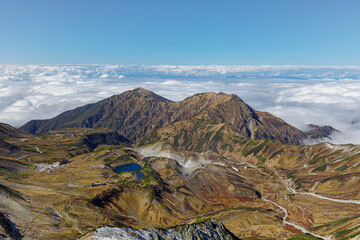北アルプス雲海に浮かぶ室堂平