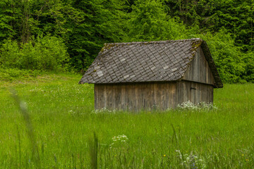 Barn at a meadow near Bled, Slovenia