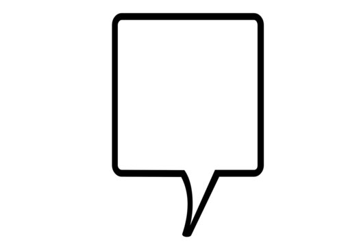 Blank speech rectangle bubble chat in white background. Comic speech bubble sign icon. Chat think symbol. Royalty high-quality free stock photo image of empty speech bubble frame on white background