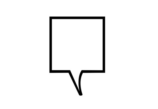 Blank speech rectangle bubble chat in white background. Comic speech bubble sign icon. Chat think symbol. Royalty high-quality free stock photo image of empty speech bubble frame on white background