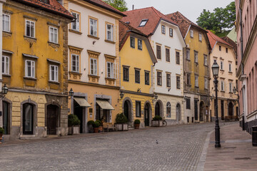 Fototapeta na wymiar Gornji Trg street in the center of Ljubljana, Slovenia