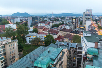 Obraz premium Evening aerial view of Ljubljana, Slovenia