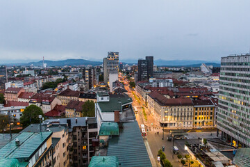 Obraz premium Evening aerial view of Ljubljana, Slovenia
