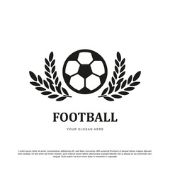 Simple minimal football logo design. Ball with two wheat vector