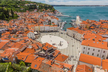 Aerial view of Piran town, Slovenia