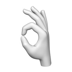 Three-dimensional model of human hand isolated on white background. 3D illustration.