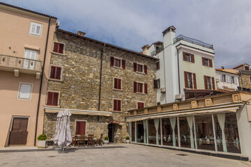 Fototapeta premium Seaside restaurant in Piran town, Slovenia
