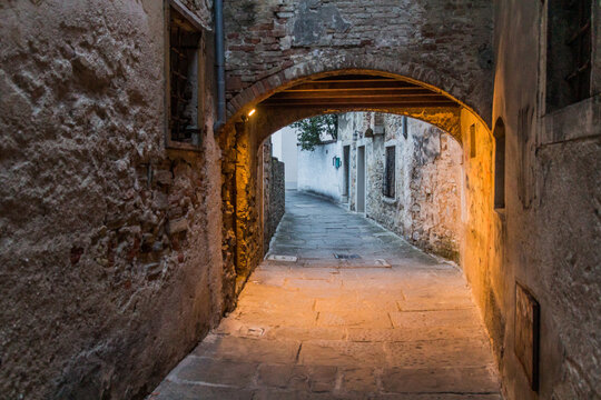 Narrow street in Koper, Slovenia