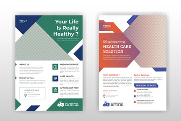 Set of medical healthcare  flyer design templates in A4 size layout 
