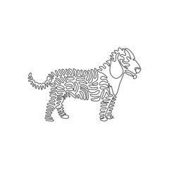 Single curly one line drawing of cute dog abstract art. Continuous line draw graphic design vector illustration of friendly domestic animal for icon, symbol, company logo, poster wall decor